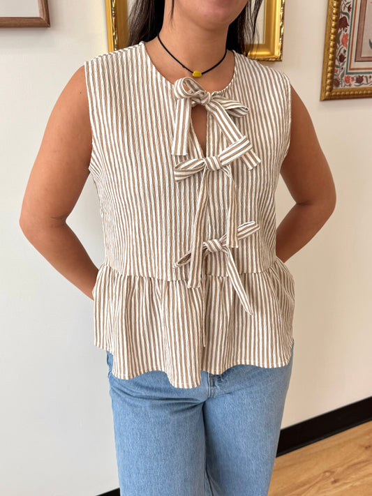 Striped Bow Tie Tank Top Shirts & Tops