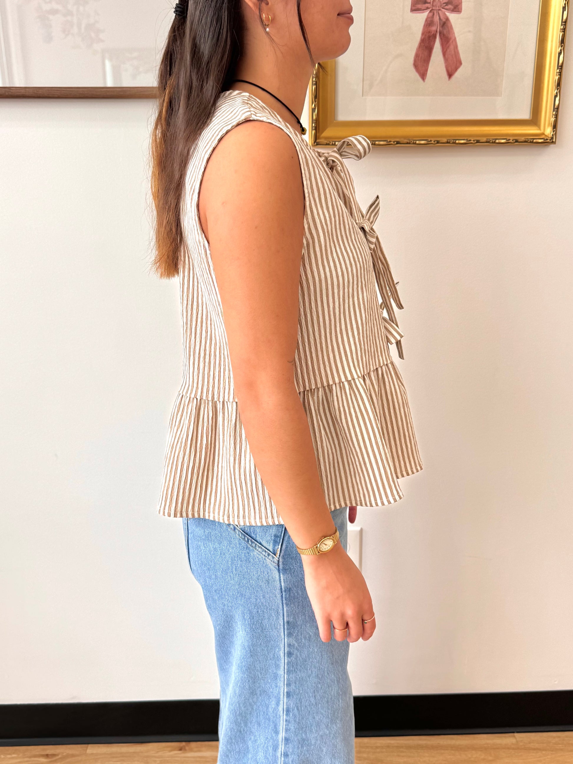 Striped Bow Tie Tank Top Shirts & Tops