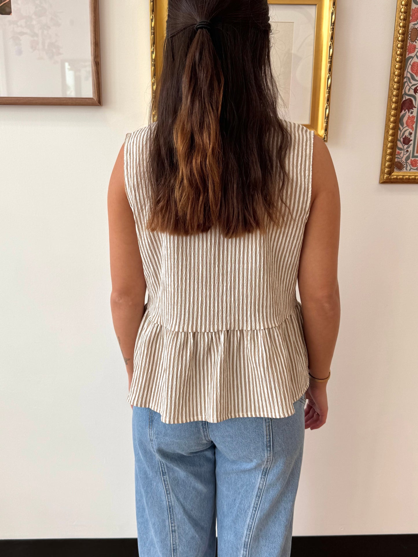 Striped Bow Tie Tank Top Shirts & Tops