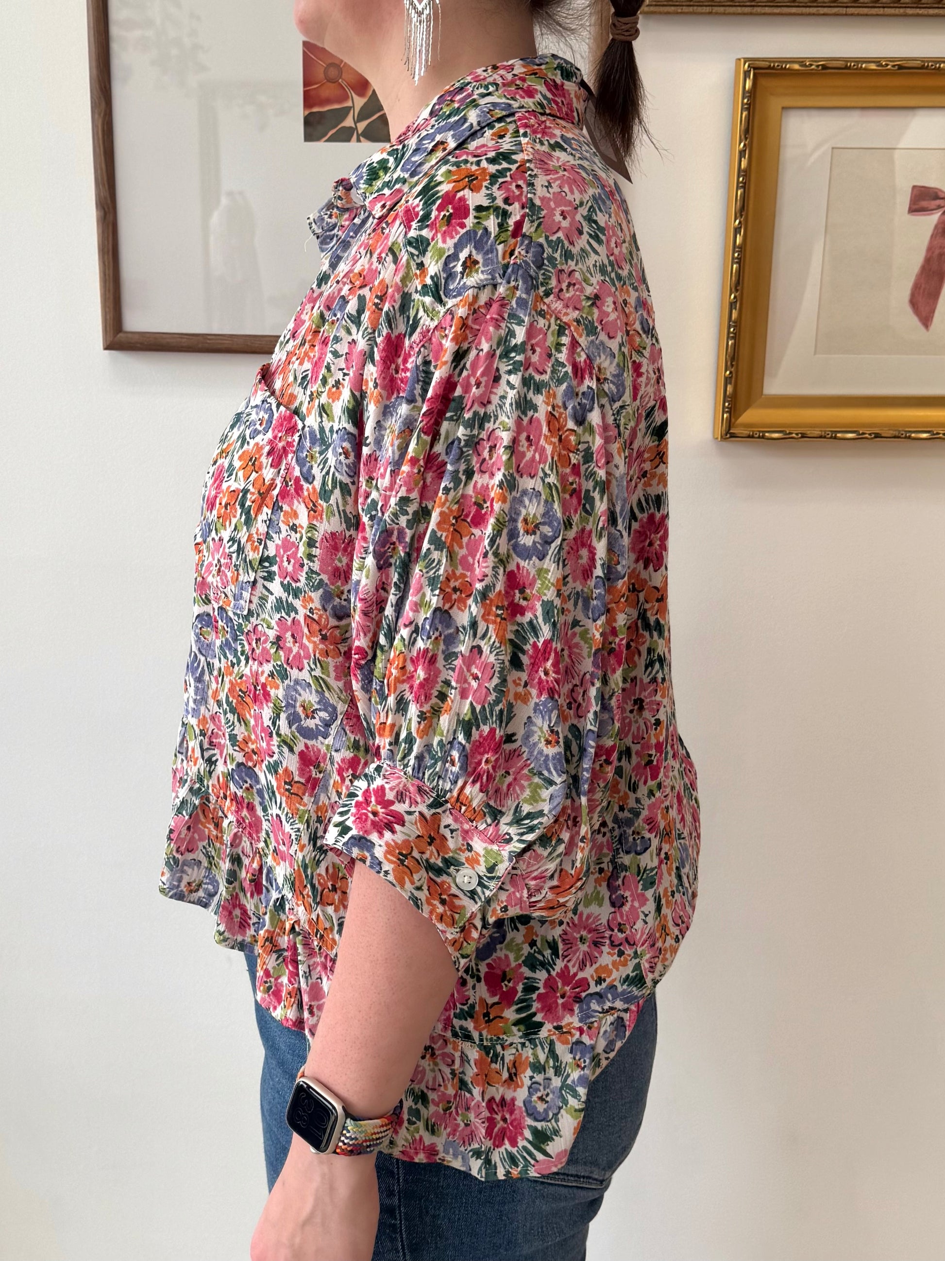 Floral Button Down Blouse Shirts & Tops