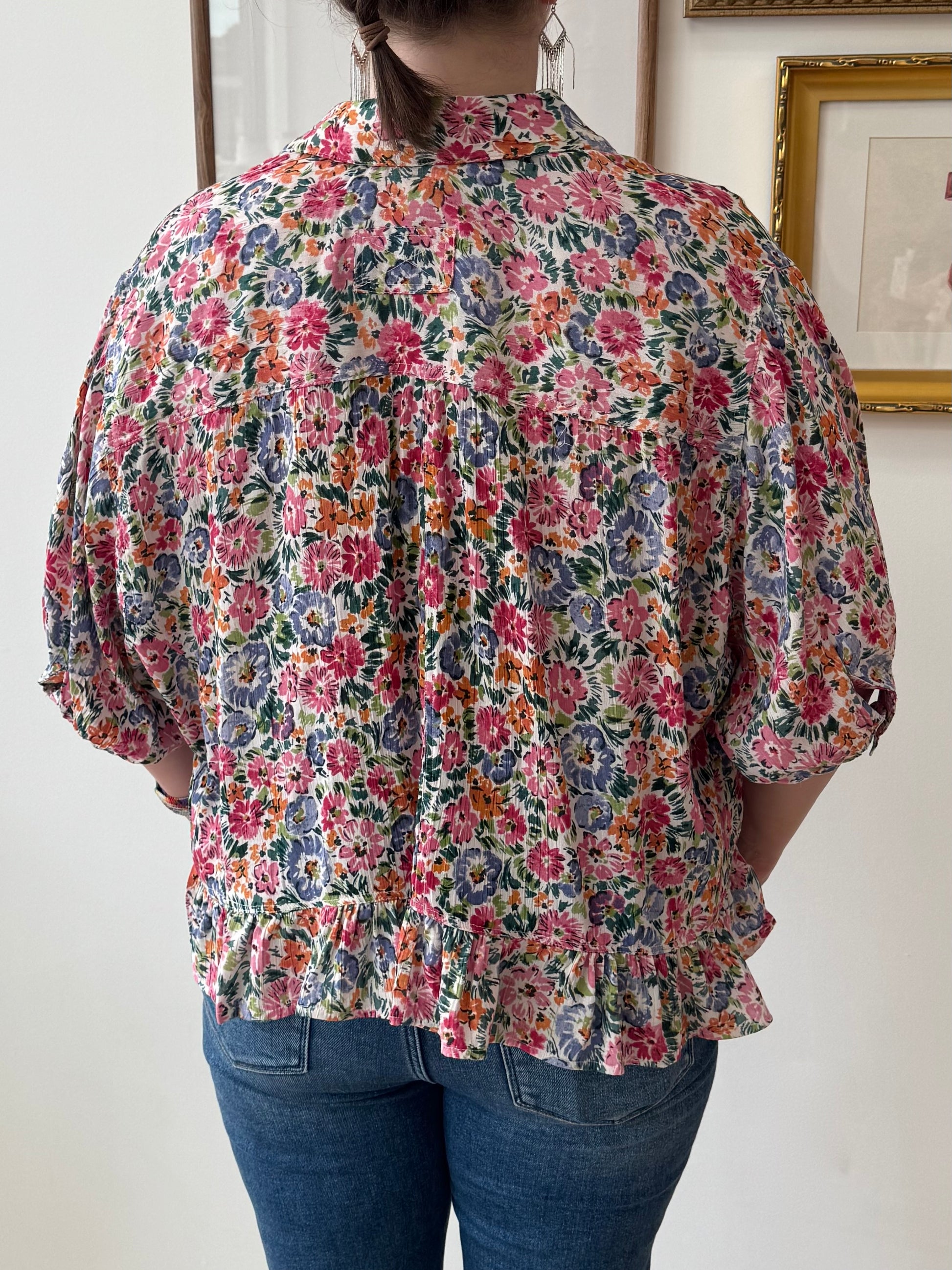 Floral Button Down Blouse Shirts & Tops