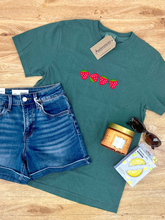 Embroidered Strawberry Tee Graphic Tee