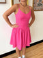 Basque Waist Pink Mini Dress Dress