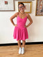 Basque Waist Pink Mini Dress Dress