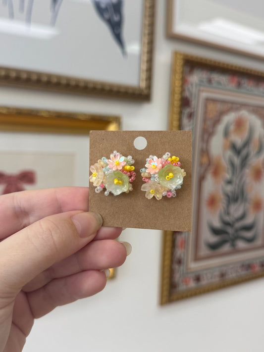 Beaded Flower Stud Earrings Earrings