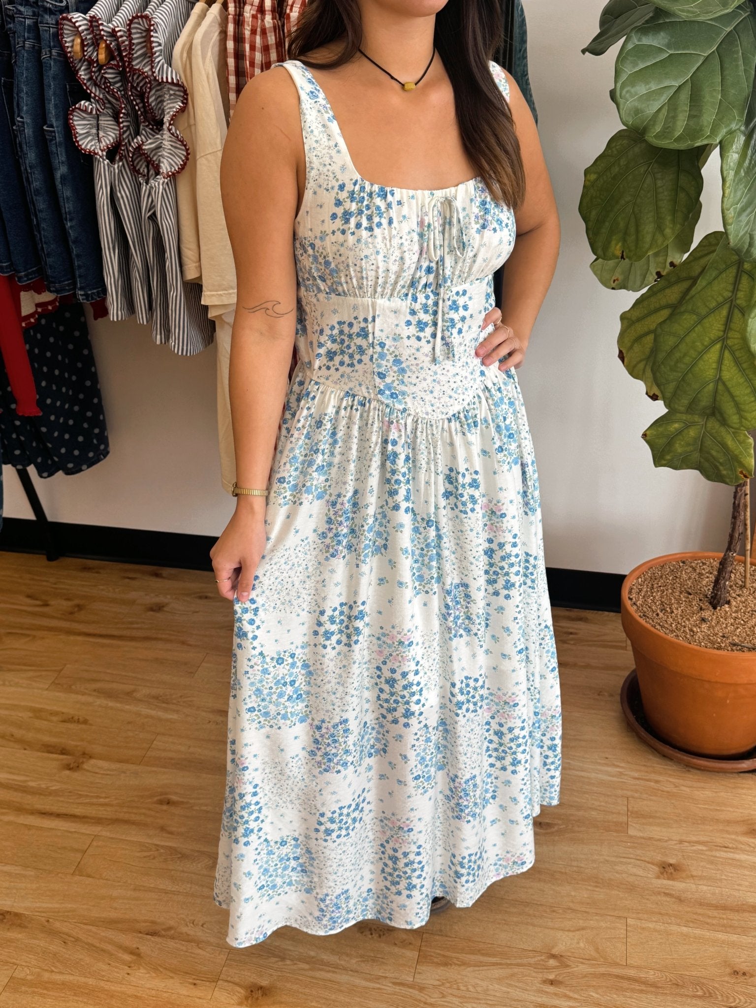 Blue Daisies Floral Dress Dress
