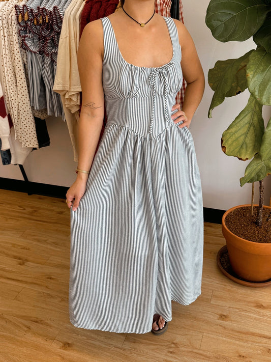 Blue Striped Corset Dress Dress