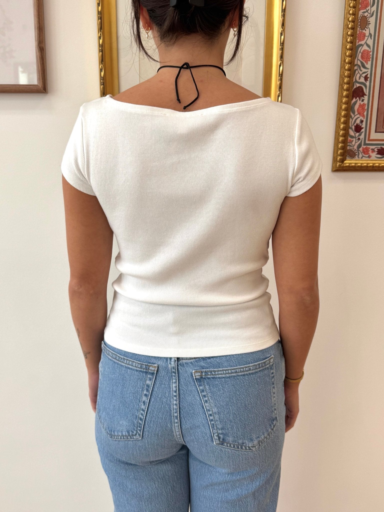 Boat Neck Short Sleeve Tee Shirts & Tops