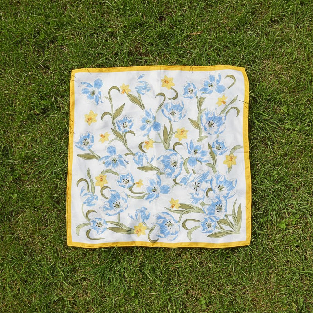 Botanical Flower Satin Scarf - Authenticity