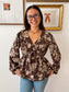 Brown Floral Long Sleeve Top