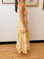 Butter Yellow Floral Midi Dress Dress