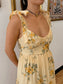 Butter Yellow Floral Midi Dress Dress