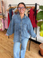 Chambray Button Down Top Outerwear