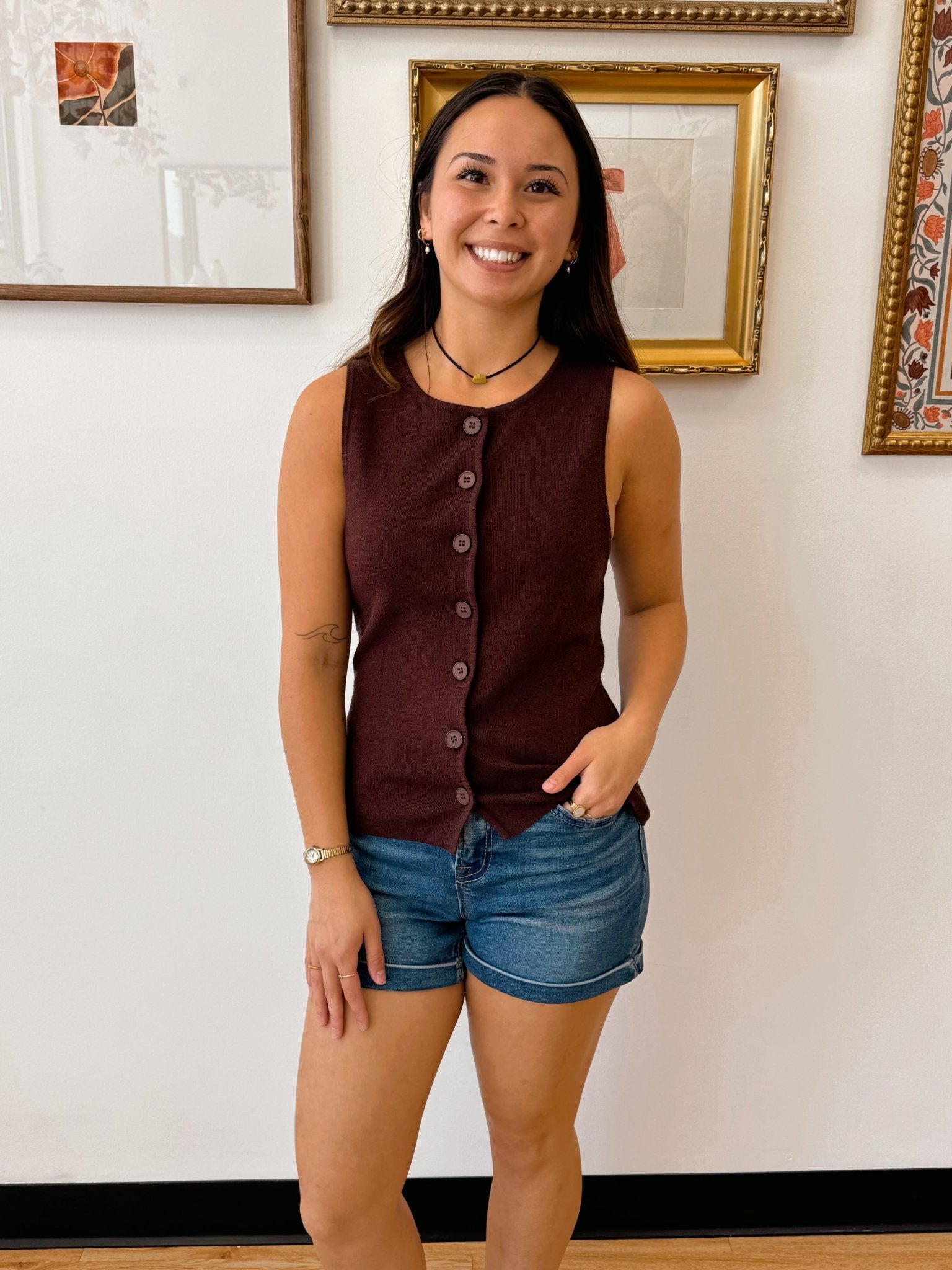 Cuffed High Rise Denim Shorts Shorts