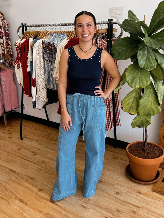 Denim Wide Leg Pants Pants
