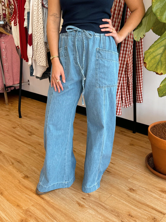 Denim Wide Leg Pants Pants