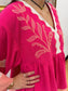 Embroidered Pink Flowy Top Shirts & Tops