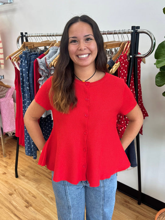 Fit & Flare Button Up Top Shirts & Tops
