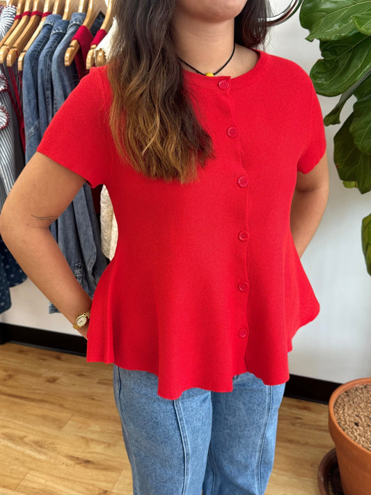 Fit & Flare Button Up Top Shirts & Tops