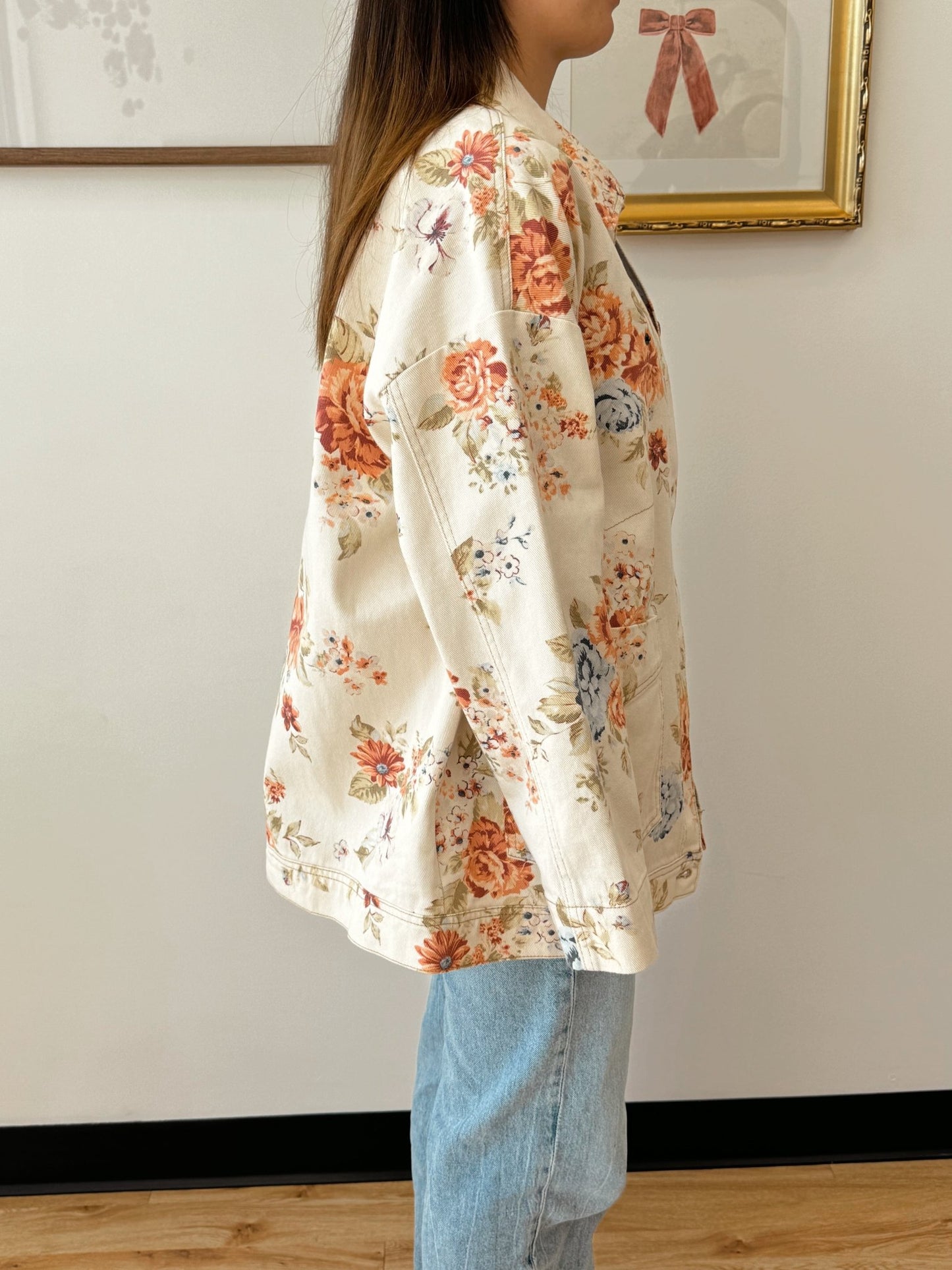 Floral Print Denim Jacket Outerwear