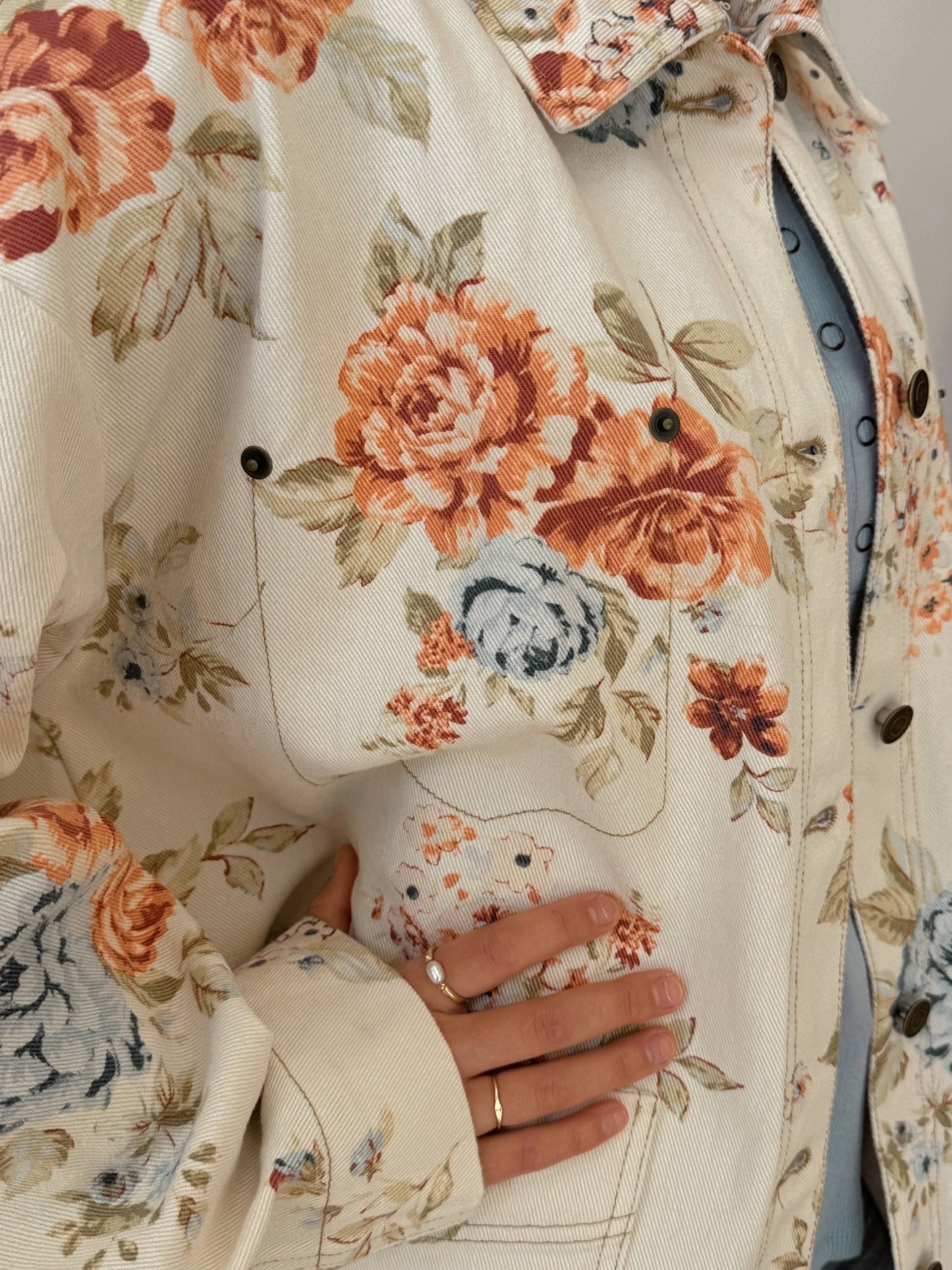 Floral Print Denim Jacket Outerwear