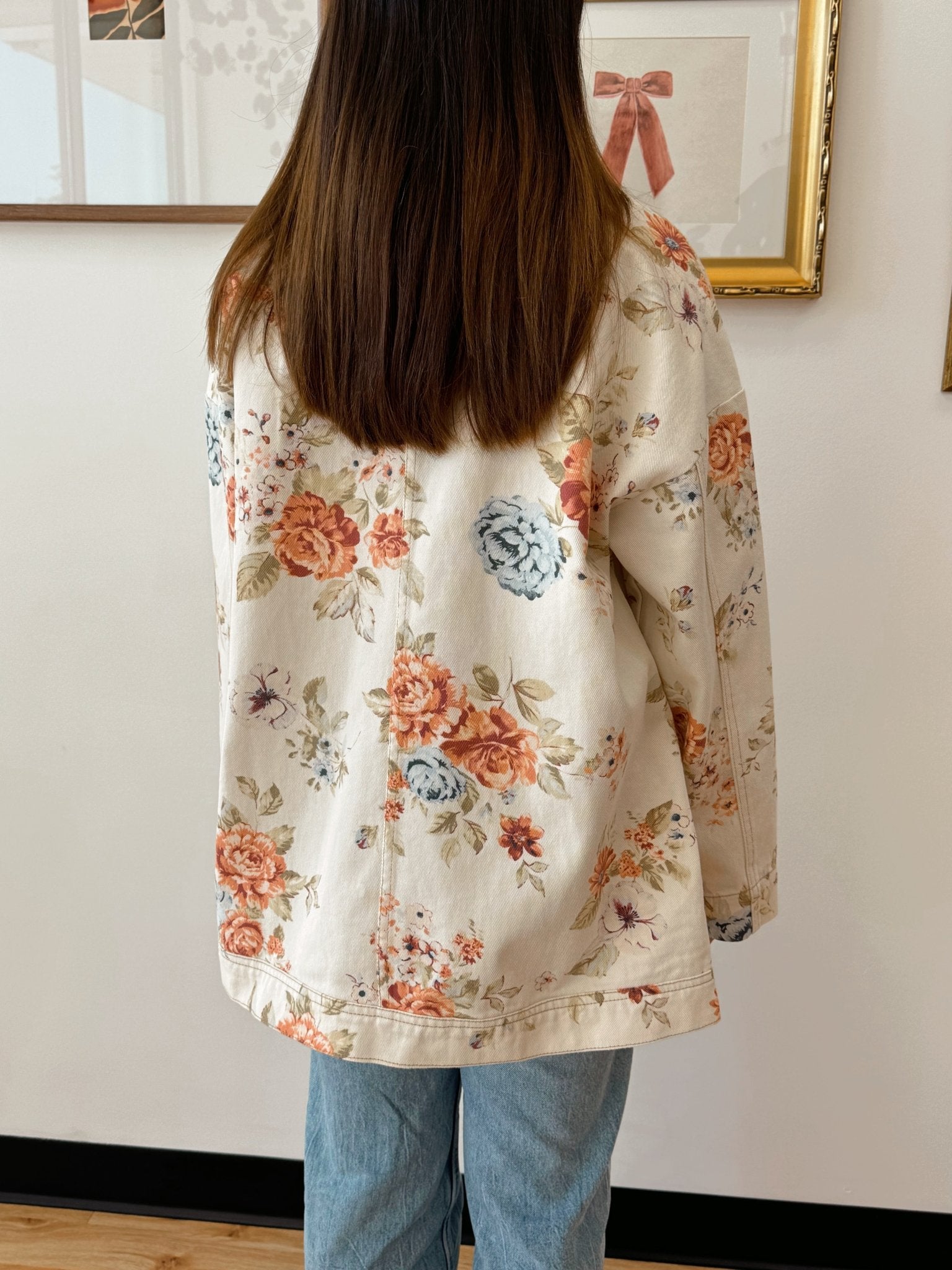 Floral Print Denim Jacket Outerwear