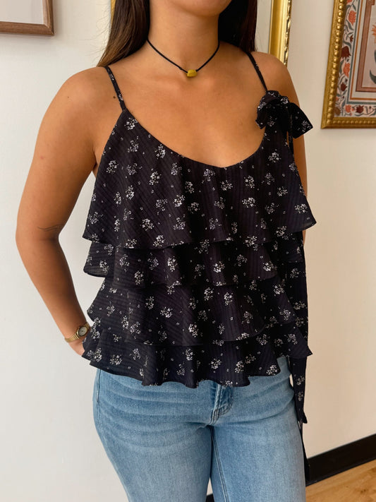 Floral Ruffle Layered Tank Top Shirts & Tops
