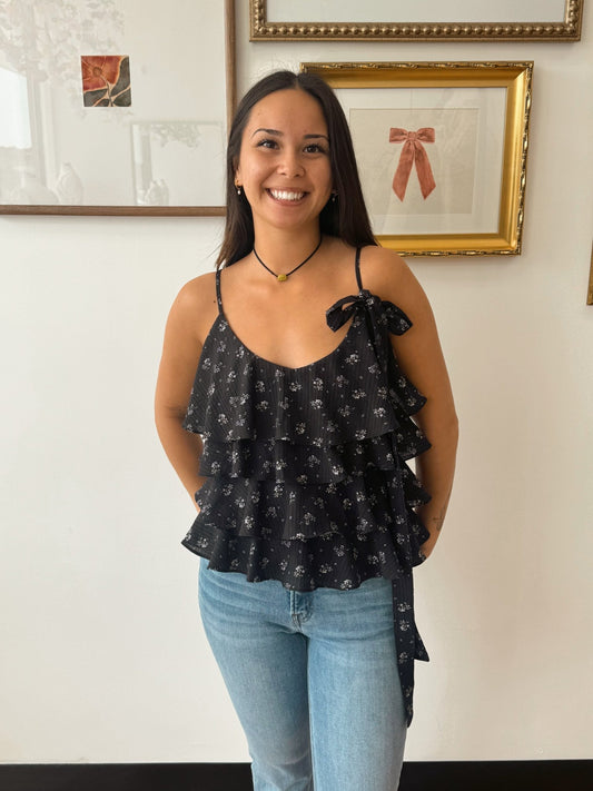 Floral Ruffle Layered Tank Top Shirts & Tops