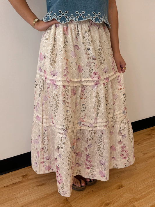 Floral Smocked Waist Skirt Skirt