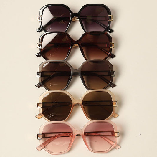 Geometric Metal Accent Sunnies Tortoise Shell Sunglasses