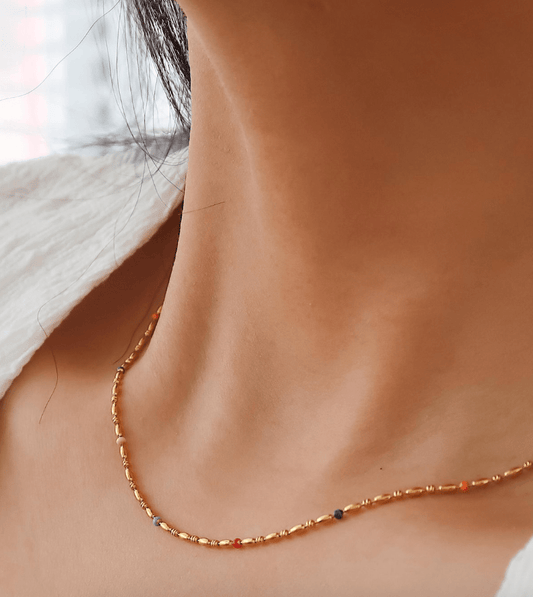 Golden Beaded Charm Necklace Necklaces