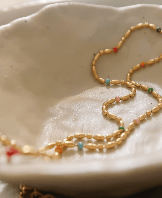 Golden Beaded Charm Necklace Necklaces