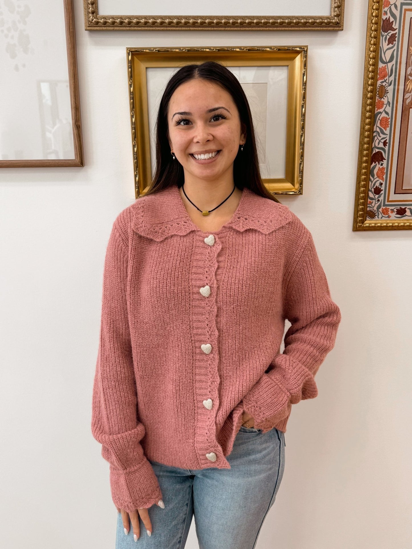 Heart Button Down Cardigan Shirts & Tops