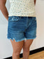 High Rise A-Line Denim Shorts Shorts