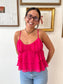 Hot Pink Ruffle Tank Shirts & Tops