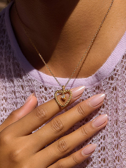 Layered Heart Charm Non-Tarnish Necklace Necklaces