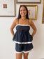 Navy Eyelet Trim Shorts Shirts & Tops