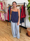 Navy Linen Tank Top Shirts & Tops