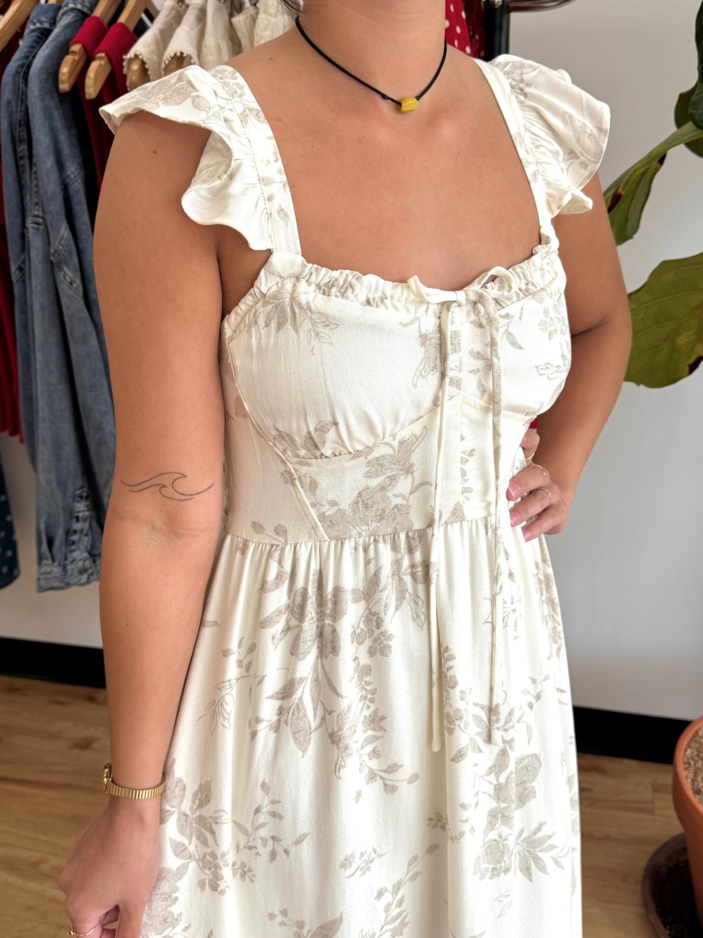 Neutrals Floral Corset Dress Dress