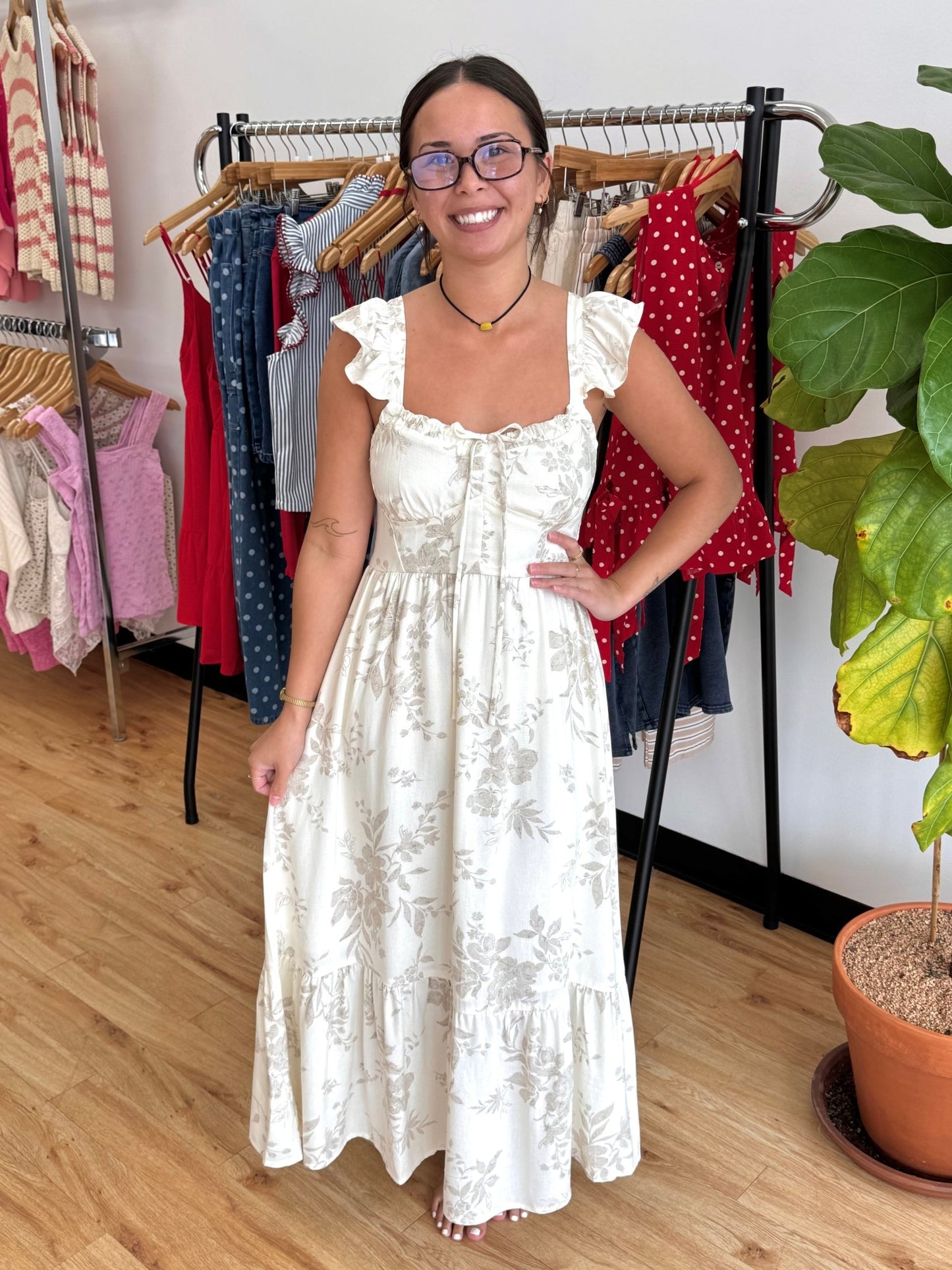 Neutrals Floral Corset Dress Dress