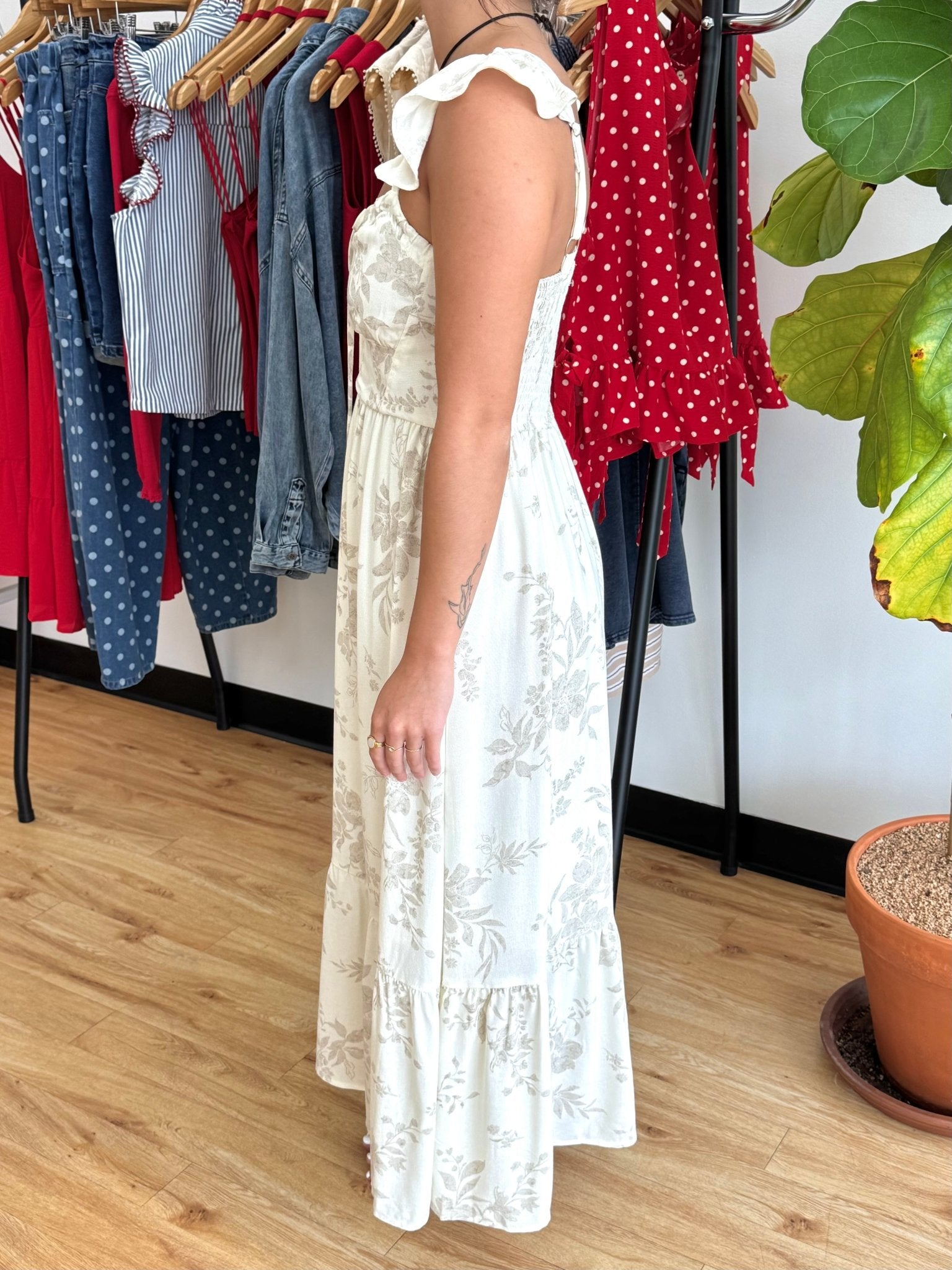 Neutrals Floral Corset Dress Dress