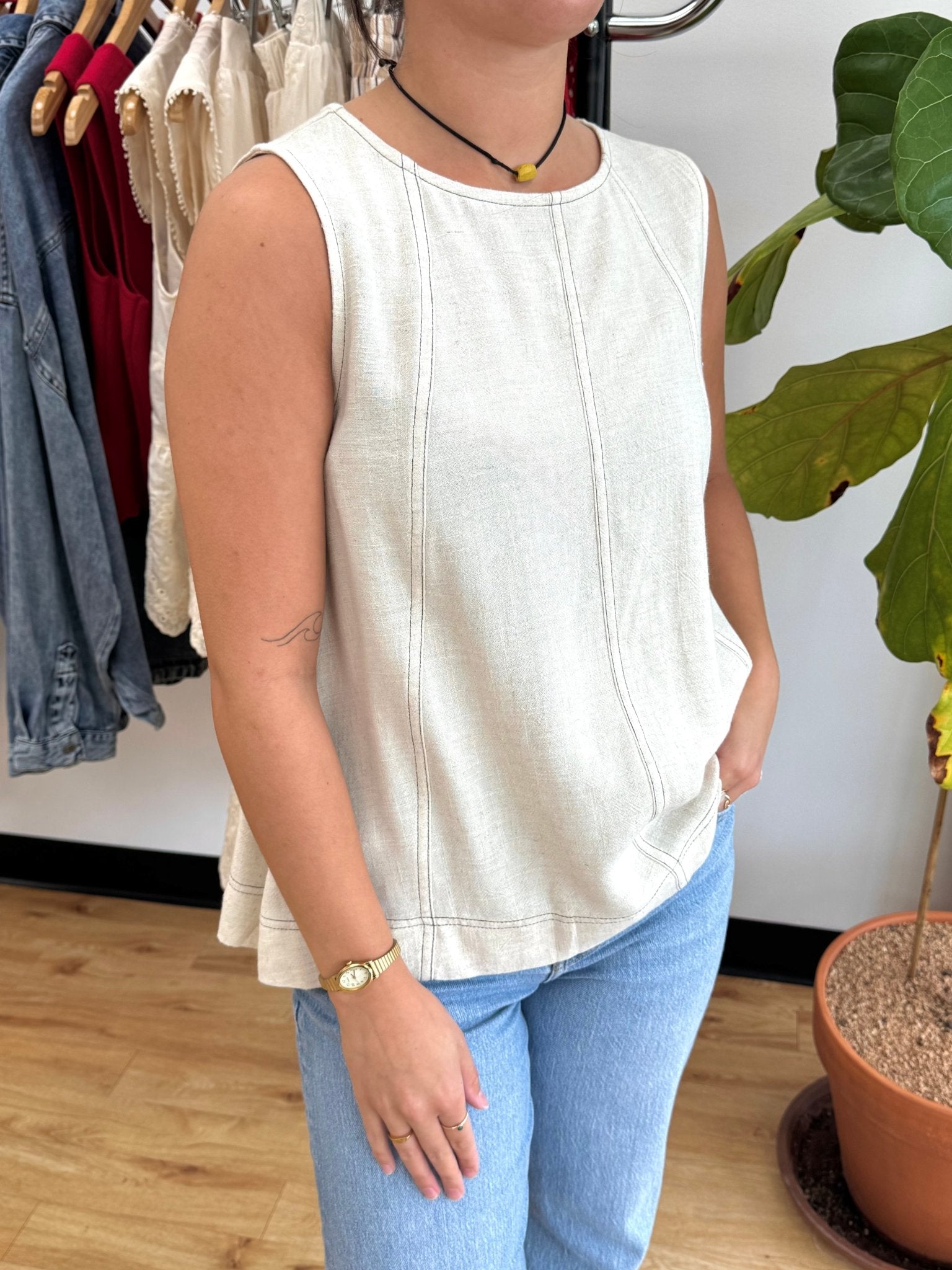 Paneled Sleeveless Top Shirts & Tops