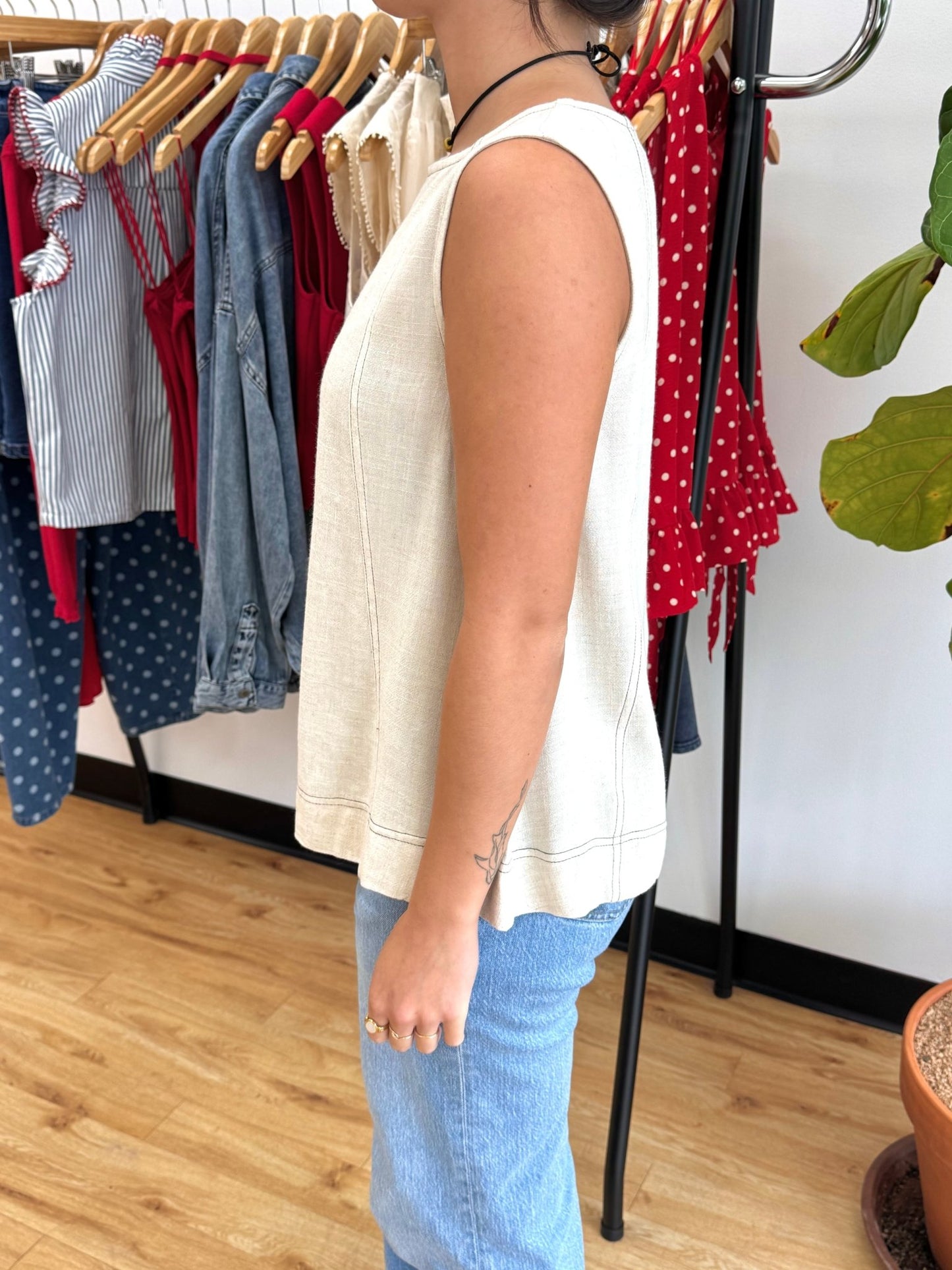 Paneled Sleeveless Top Shirts & Tops