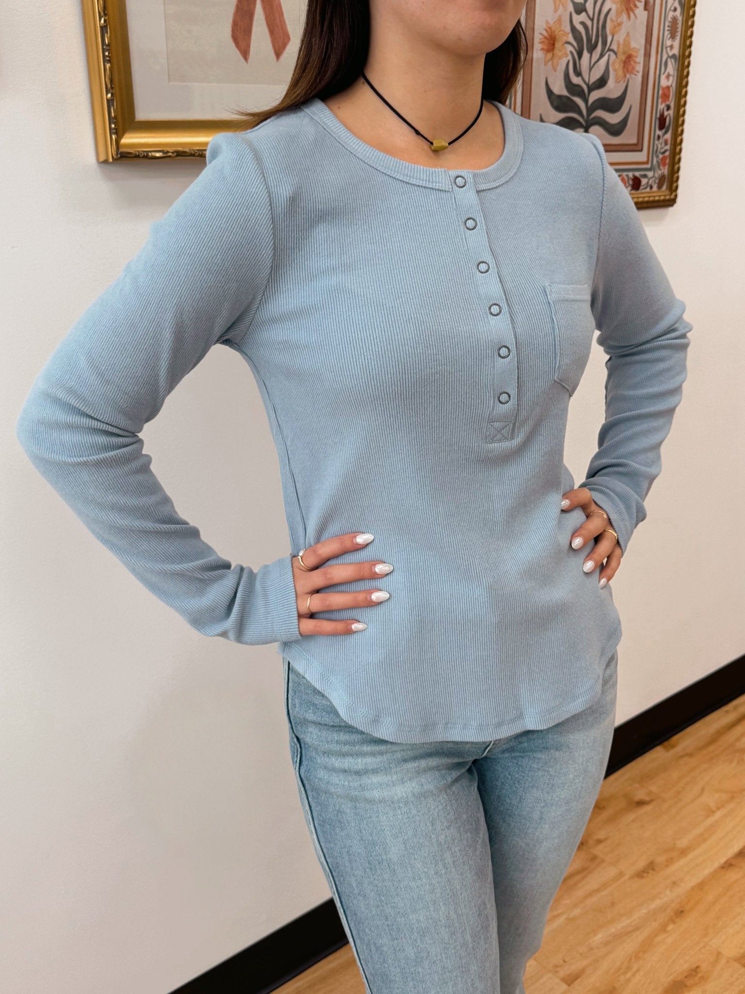 Pocket Henley Long-Sleeve Top Shirts & Tops