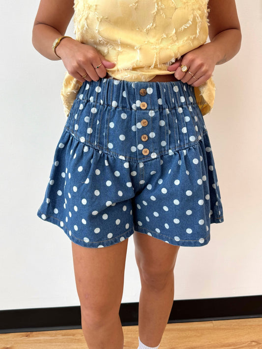 Polka Dot Denim Shorts Shorts