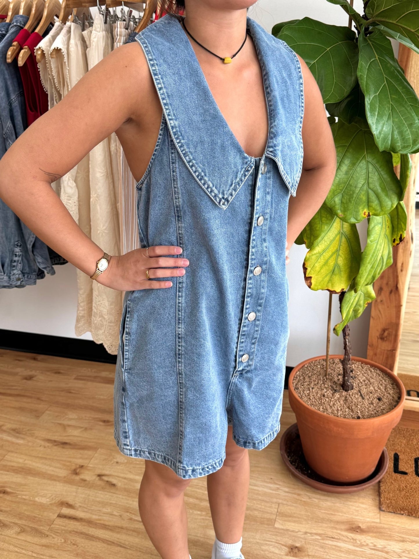 Prairie Denim Charm Romper Romper
