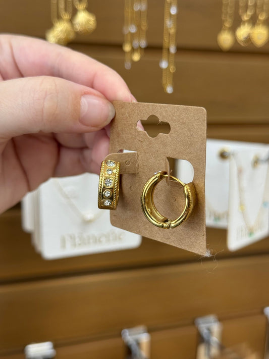 Rhinestone Huggie Hoop Earrings Earrings