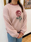 Rose Stitching Pink Sweater Shirts & Tops