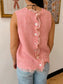 Ruffle Back Button Sweater Vest Pink Shirts & Tops