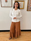 Lace Trim Flowy Flare Pants Pants